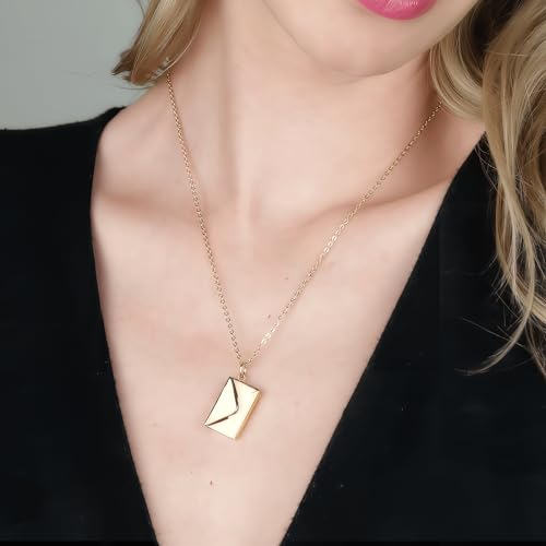 SHINYY Envelope Love Letter Necklace for Women Stainless Steel Love You Secret Gift Message Engraved Locket Jewelry Pendant Couples and Family3