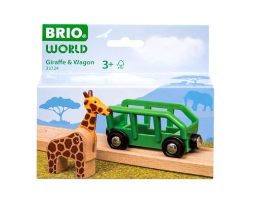 BRIO World 33724 Wagon Girafe Accessoire pour circuit de train en bois Avec connexions aimantées Thème safari Jouet pour garçons et filles dès - vue 6
