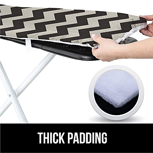 Gorilla Grip Ironing Board Cover And Laundry Basket, Ironing Board Cover Size 15X54 In Chevron Black Linen, Laundry Basket 15 L X 28 H In Black, 2 Item Bundle #TOP4