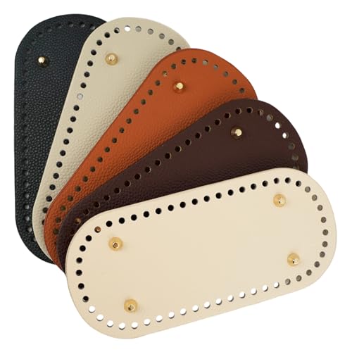 Pacote com 5 peças de baixo de couro para crochê, base inferior de bolsa de 30 x 9,9 cm para crochê, base de couro para modelador de unhas para bolsa de crochê faça você mesmo, bolsa de ombro, bolsa