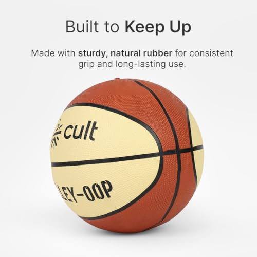 Image of CULT Basketball Alley OOP Size 7 Indoor Outdoor Basketball for Men & Women Durable Rubber Grip Training & Match Play Ball with Butyl Bladder Brown Cream
