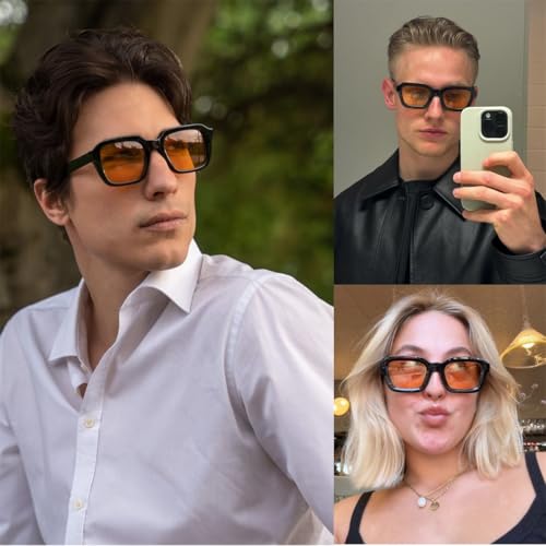 ADE WU Trendy Square Sunglasses for Women Men, Unique Designer Inspired 70s 80s Stylish Square Frame Sun Glasses3