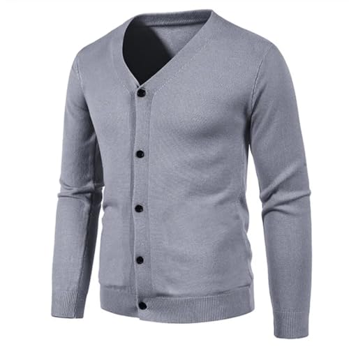 Mens V Neck Long Sleeve Knitted Sweatercoat Slim Fit Solid Color Casual Cardigan Tops3