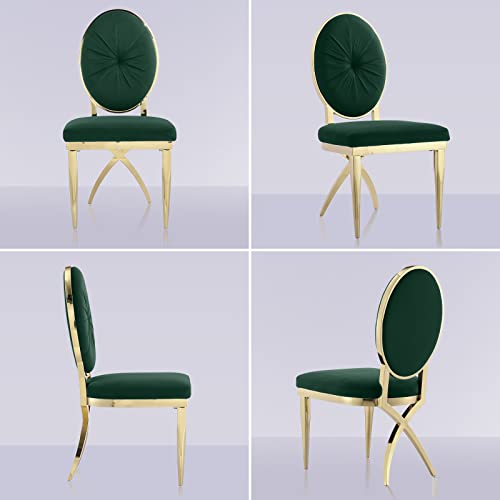 Acedécor Dining Chairs, Black Velvet Dining Room Chairs With Gold Metal Leg And Round Gem Tufting Back, Modern Luxury Style, Set Of 6 #TOP3