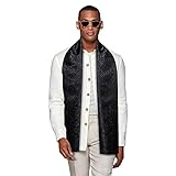YOHOWA Black Scarf for Men Paisley Silk Lightweight Feeling Soft Scarves Neckerchief Wraps Fashion Gift