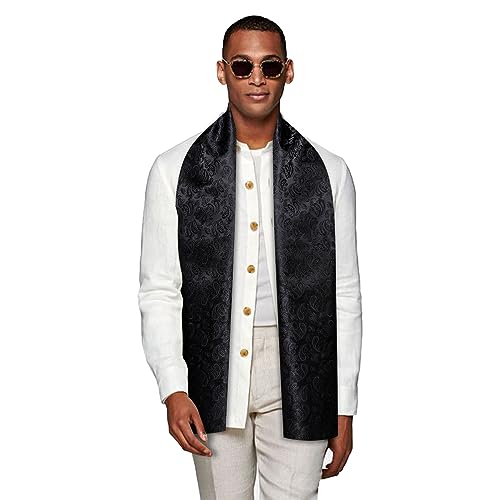 YOHOWA Black Scarf for Men Paisley Silk Lightweight Feeling Soft Scarves Neckerchief Wraps Fashion Gift