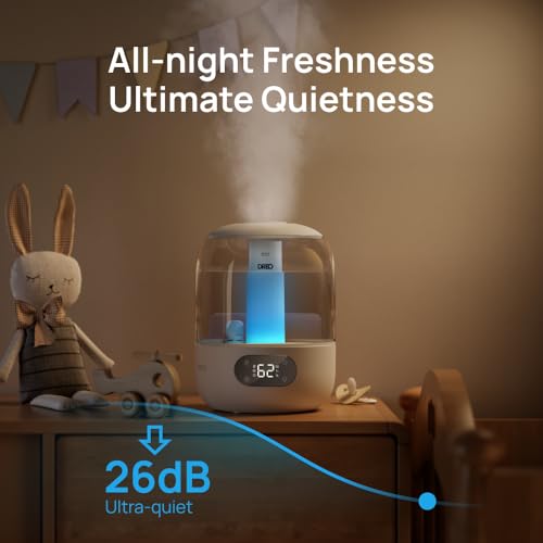 Image of DREO Humidifiers for Bedroom, Cool Mist Ultrasonic Humidifier with 26dB Quiet & RGB Lighting, Top Fill 3L Tank, Easy Clean, 30 Hr Runtime for Home, Baby, Plant, Nursery, Work with Google /Alexa