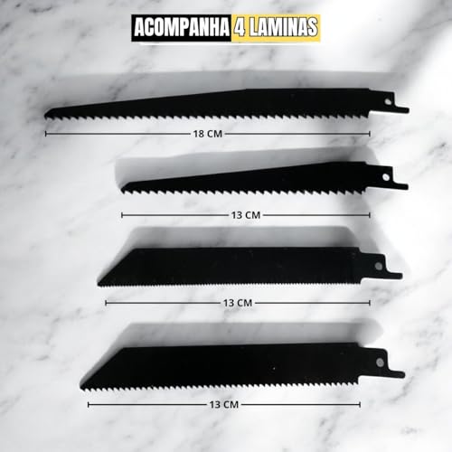 Kit Serra Sabre e Machado Multiuso 48V com Baterias Power Lithium, Motor Brushless 3000W, Maleta de