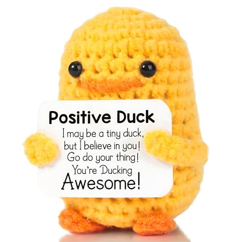 Image of Cute Emotional Support Crochet Toys Handmade Gifts with Message for Women Men Friends Coworkers, Birthday Christmas Valentine's Gift (Duck)