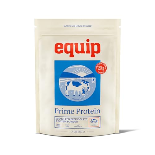 Equip Foods Prime Protein Powder | Clean, Grass Fed Beef Protein Powder | Carnivore Protein Isolate | Paleo, Keto Friendly | Gluten & Dairy Free | Helps Build & Repair Tissue | 30 Servings, Unflavored