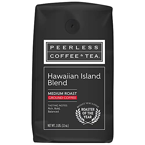 Peerless Hawaiian Ground Coffee (2 lb.) â€” Hawaiian Island Blend, Medium Roast, Blend of Maui Coffee Beans with Colombia Coffee Beans, Made from 100% Arabica Beans