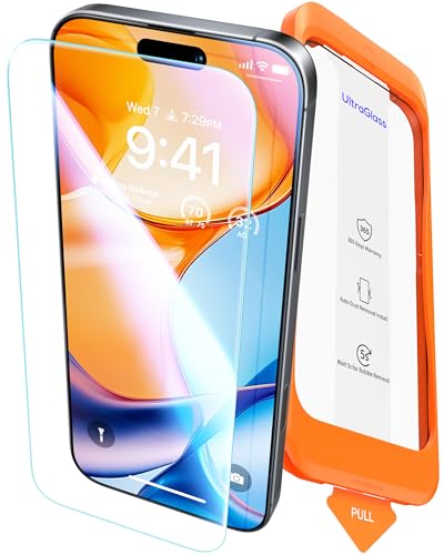 Image of UltraGlass Crystal Armor for iPhone 16 Pro Max Screen Protector (No Black Bezels) 9H+ Military-Grade Shatterproof Screen Protector 16 ProMax Tempered Glass, One Step Easy Installation, 1 Piece