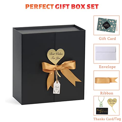 Gift Boxes With Lids Pack Of 6, 8.5"X8"X4" Large Black Gift Box With Ribbon Card Fancy Gift Wrap Boxes For Wrapping Presents Festival Anniversary, Birthday, Weddings, Groomsmen Proposal Boxes #TOP1