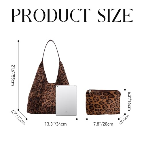 Bolso Satchel grande para mujer color marrón con estampado de leopardo miniatura 4