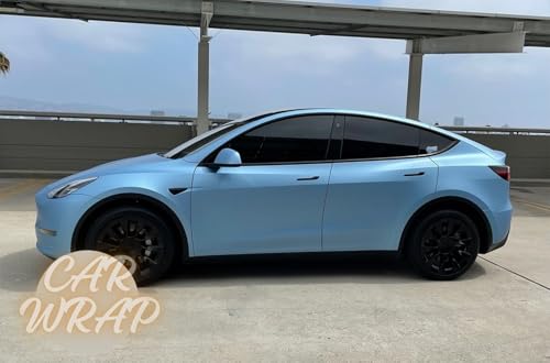 Image of WALLMATE Forsty Blue Car Sticker Self Adhesive Bubble Free Vinyl Wrap for Car, Scooty, Cycle, Bike and Other Vihicle Interior & Exterior Decoration (Frosty Blue Metallic, 20X120 in)