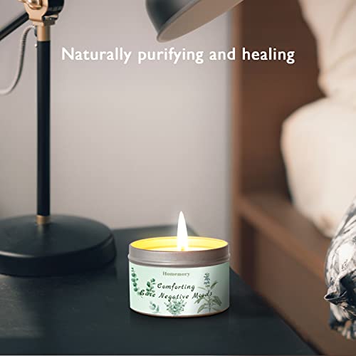 Homemory Eucalyptus & Sage Scented Candles, Candles For Home Scented, Stress Relief Candles For Cleansing Negative Energy, Natural Soy Candles, Aromatherapy Candles Eucalyptus, Soy Tin Candle 6Oz  #TOP6