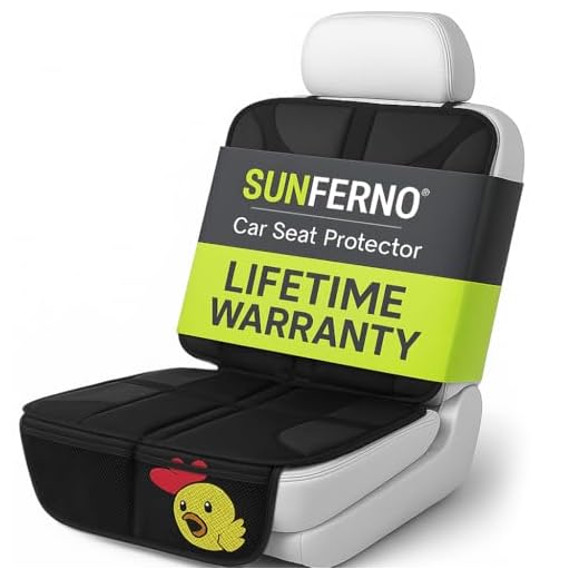 Sunferno Car Seat Protector - Protects Your Car Seat from Baby Car Seat Indents, Dirt and Spills - Waterproof Thick Padded Protector to Keep Your Auto Upholstery Looking New - with 2 Storage Pockets