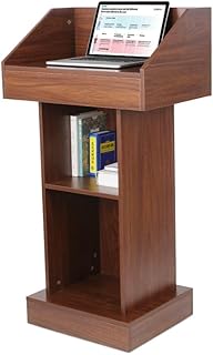 BGEDL Wood Podium, Floor Standing Podium Speaking Lectern Stand, Portable Podium Stand Reception Desk with Storage, Wooden...