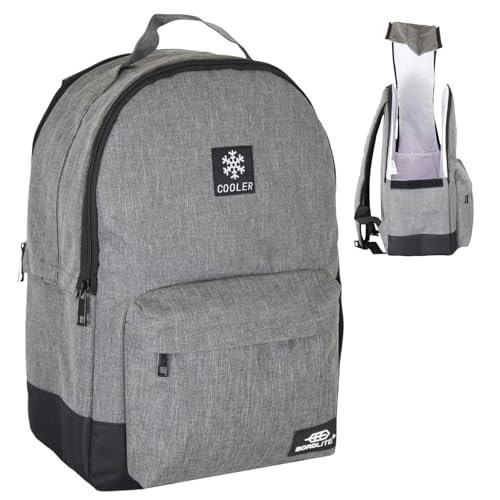 Bordlite Cooler Backpack Insulated Lunch Bag – Leakproof, Water Resistant, Large Capacity Cool Bag for Work, Travel, Picnic, Beach – Thermal Backpack with Pockets & Bottle Holder, 28x15x39cm - Grey -