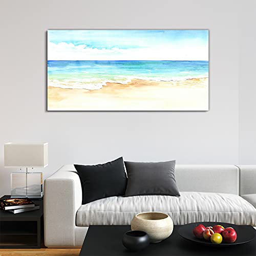 Art mural en verre trempé haut de gamme 120x60 cm motif plage tropicale