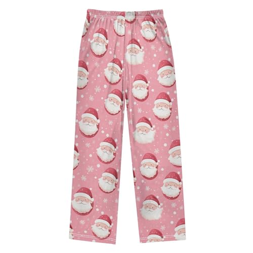 Pink Santa Claus Boys Pants Boys Athletic Pants Long Pant for Boywith Pockets Wide-Leg Size 6-14Y2