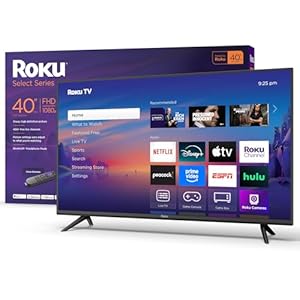 Roku Smart TV 2025 – 40-Inch Select Series, 1080p Full HD TV – RokuTV with Voice Remote – Flat Screen LED Television with Wi-Fi for Streaming Live Local News, Sports, Family Entertainment