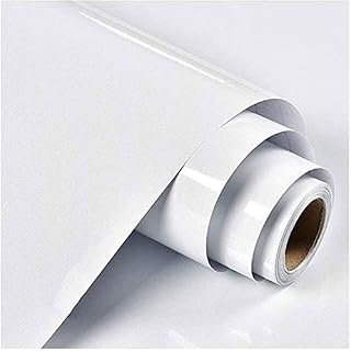 White Wallpaper Glossy/Glitter Sticky Back Plastic Self Adhesive Paper 40cm X 300cm Vinyl Wrap Film for Kitchen Countertop Cover Peel and Stick Furniture Stickers Christmas Decorations