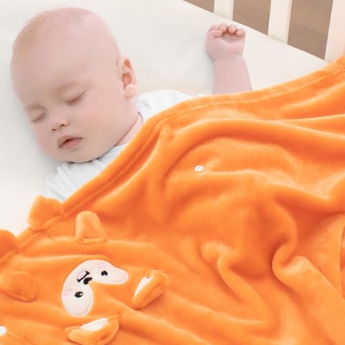 Image of Baby Blanket, Foldable Fox Shape Plush Blanket, Super Soft Warm Breathable Receiving Blankets Newborn Nursery Swaddle Blankets Gifts for Crib Stroller Baby Boys Girls Birthday Baby Shower