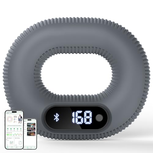 Smart Silicone Grip Strength Trainer, Supporting Gaming Interaction and App Control, Forearm Strengthener with Data Monitoring, Hand Strengthening Devices for Fitness and Stress Relief, 30 lbs, Gray