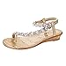 Produktbild Damen Sandals Zehentrenner mit Strass, Frauen Flats Sandalen Sommer Bohemian Hausschuhe Sandaletten Riemchensandale Sommerschuhe Strandsandalen Schuhe Sandaletten (Gold, 41)
