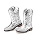 DREAM PAIRS Toddler Cowboy Boots Cowgirl Boots for Girls Square Toe Mid Calf Boys Western Fashion Riding Shoes for Toddler/Little Kid/Big Kid,Size 9 Toddler,Silver,KKUMMB2506