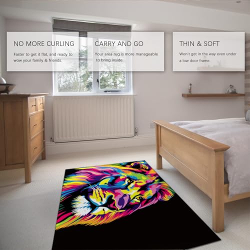 Tapis de sol antidérapant lion pop art pour sécuriser le salon et la chambre - 5