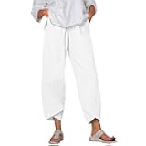 Cotton Linen Pants Women Summer Plus Size Boho Pants 2025 Lightweight Hight Waist Linen Vacation Beach Pants Pockets