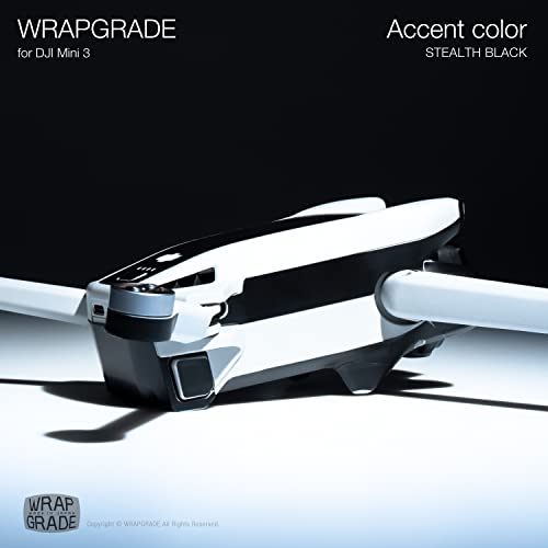 Skin compatible avec DJI Mini 3 WRAPGRADE kit de stickers haute précision Stealth Black - 5