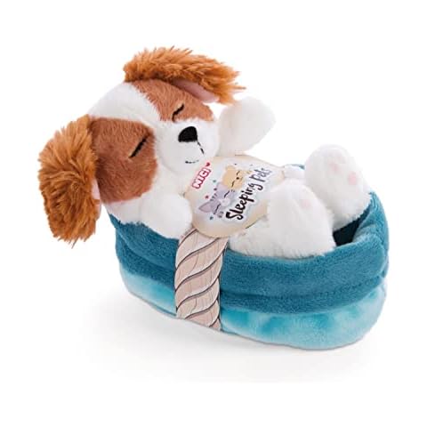 Nici 47890 Soft Dog in Basket 12 cm - Sleeping Pets Cuddly Toy Cocker Spaniel for Girls, Boys & Babies - Fluffy Stuffed Cuddle, Play & Sleep with - Cosy Plush Animals, Brown Cover