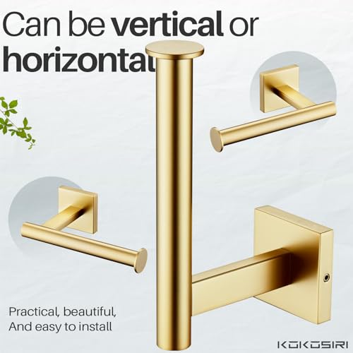 Image of KOKOSIRI Toilet Paper Holder Tissue Paper Dispenser for Bathroom Toilet Roll Holder Wall Mounted, Brushed Gold Stainless Steel B2008BG