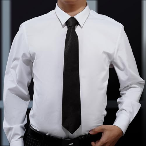 Image of KOOELLE Men's Ties Solid Pure Color Plain Neckties Formal Black Ties For Men