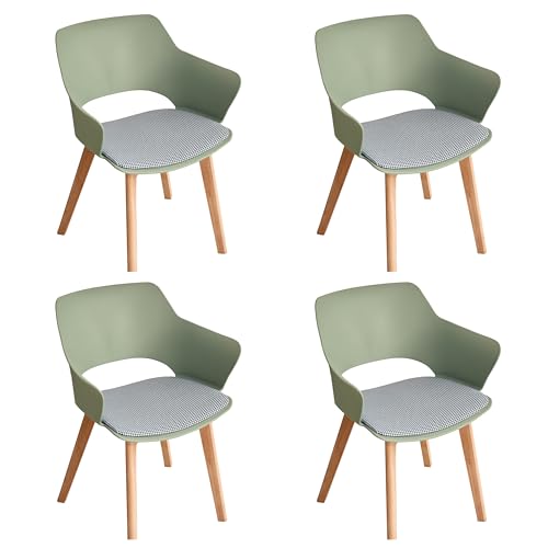 GrandCA HOME Lot de 4 Chaises de Cuisine Nordique Chaise de Salle à Manger avec Pieds en Bois Massif, Chaises Rembourrées pour Chambre à Coucher, Salon,...