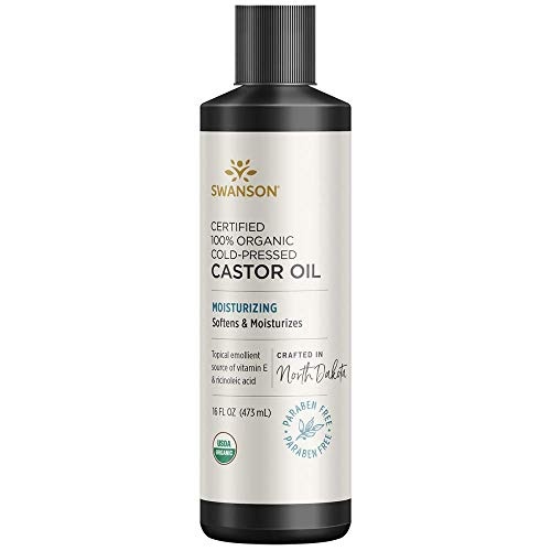 Swanson Certified 100% Organic Castor Oil 16 fl Ounce (473 ml) Liquid