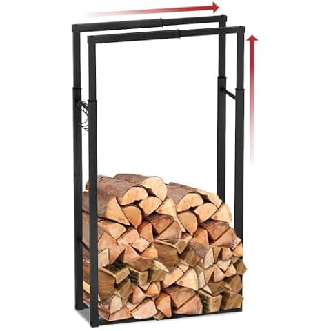 VOUNOT Retractable Metal Log Rack for Firewood Cover