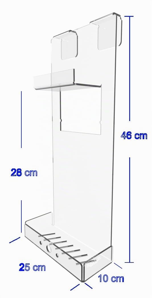 REGPLEX Porta Shampoo da Doccia in Plexiglass - Installazione Facile senza Forare, Adatto per Box Doccia da 6 fino a 40mm Vedi Varianti - Design Monoblocco, Made in Italy (Spessore Vetro 6-15mm)