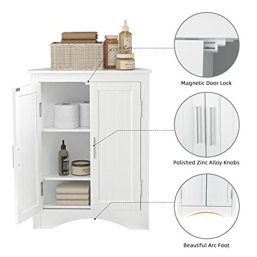 Qssllc Bathroom Corner Cabinet, Home Floor Corner Storage Cabinet With Two Doors & Adjustable Shelves, Freestanding Storage Cabinet For Bathroom, Bedroom, Kitchen #TOP4