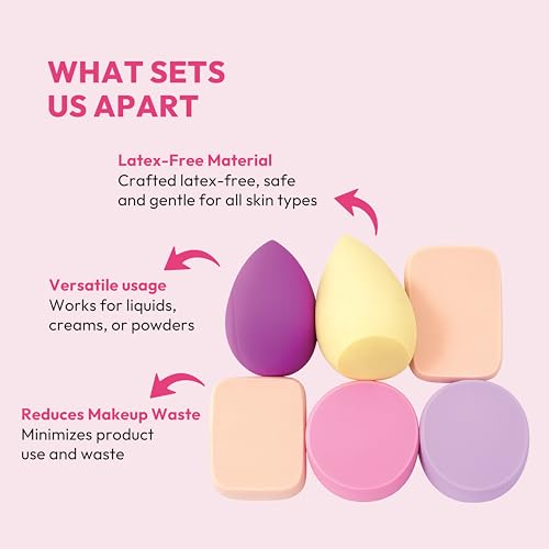 Image of Makeup Blender Puff, Beauty Sponge for Foundation and Concealer, Pack of 4