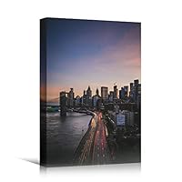 Canvas Wall Art City Lightscape Cityscape Colorful Modern Multicolor Neon Photography Places - 12x18 inches