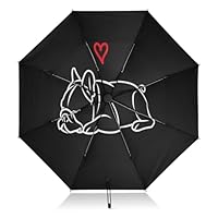 Cute Pug Black Umbrella for Rain, Lightweight Durable Auto Open Close for Women, Travel Umbrellas for Rain and Sun