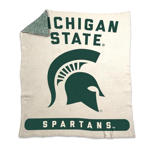 Logo Brands NCAA Michigan State Spartans Prime Luxe Dreams Blanket -Ultra-Soft Prime Luxe Dreams Fleece – 60” x 70” – Team Color Logo – Cozy Plush Blanket for Tailgating, Couch, or Game Day