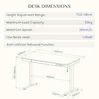 FLEXISPOT Höhenverstellbarer Schreibtisch mit Schublade und USB-C 120x60 cm – Ansicht 2