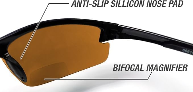 Renegade Patented Bifocal Polarized Reader Half Rim Men's Fishing Sunglasses 100% UV Protection with Microfiber Bag (Matt Black Frame, Brown Lens - 613649, Bifocal +1.50) - Image 2