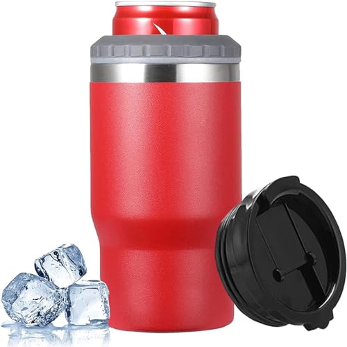 Hieleras, Outdoors Porta latas Enfriador de cerveza 4 en 1 Tapas de dos vías de 14 onzas Vaso Térmico de Doble Pared de Acero Inoxidable 304, Para lata estándar, botella de...