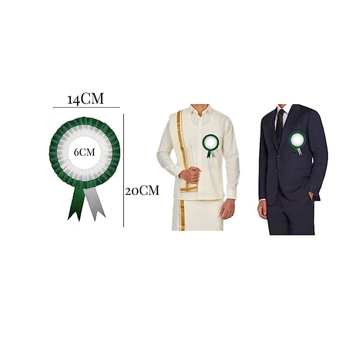 Image of NEXGEN Trends Double Line - Satin Badge for School College Event,Party, and Conference (Pack of 10) (Dark Green-White)